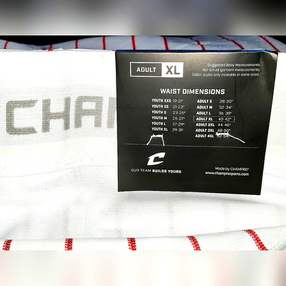 New CHAMPRO Baseball Pants (Knickers)! XL Adult Men. Red/White Stripes. - Picture 9 of 12